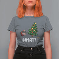 Funny Moo Deng Christmas T Shirt For Women What Santa Cute Hippo Zoo Meme Baby Pygmy Xmas Tree - Wonder Print Shop