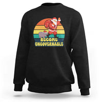 Funny Moo Deng Christmas Sweatshirt Become Ungovernable Xmas Santa - Wonder Print Shop