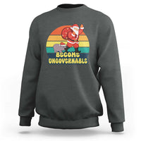 Funny Moo Deng Christmas Sweatshirt Become Ungovernable Xmas Santa - Wonder Print Shop