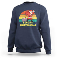 Funny Moo Deng Christmas Sweatshirt Become Ungovernable Xmas Santa - Wonder Print Shop