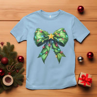 Funny Christmas Coquette T Shirt Green Xmas Tree Bow - Wonder Print Shop