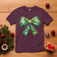 Funny Christmas Coquette T Shirt Green Xmas Tree Bow - Wonder Print Shop