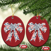 Funny Toile Folk Art Scandinavian Coquette Bow Xmas Christmas Ornament - Wonder Print Shop
