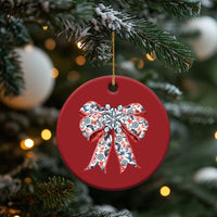 Funny Toile Folk Art Scandinavian Coquette Bow Xmas Christmas Ornament - Wonder Print Shop