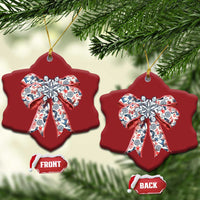 Funny Toile Folk Art Scandinavian Coquette Bow Xmas Christmas Ornament - Wonder Print Shop