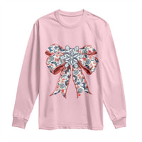 Funny Toile Folk Art Scandinavian Coquette Bow Christmas Long Sleeve Shirt