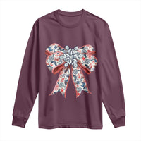 Funny Toile Folk Art Scandinavian Coquette Bow Christmas Long Sleeve Shirt
