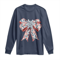 Funny Toile Folk Art Scandinavian Coquette Bow Christmas Long Sleeve Shirt