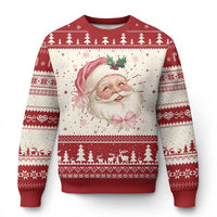 Christmas Coquette Pink Santa Bow Ugly Christmas Sweater - Wonder Print Shop