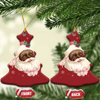 Xmas Coquette Pink Black Santa Bow Christmas Ornament - Wonder Print Shop