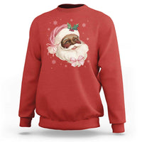 Christmas Coquette Pink Black Santa Bow Sweatshirt - Wonder Print Shop
