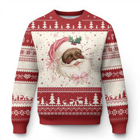 Christmas Coquette Pink Black Santa Bow Ugly Christmas Sweater - Wonder Print Shop
