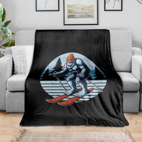 Funny Skiing Bigfoot Ski Winter Sport Yeti Snowboarder Skier Throw Blanket - Wonder Print Shop