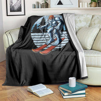 Funny Skiing Bigfoot Ski Winter Sport Yeti Snowboarder Skier Throw Blanket - Wonder Print Shop