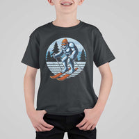 Funny Skiing Bigfoot Ski Winter Sport Yeti Snowboarder Skier T Shirt For Kid - Wonder Print Shop