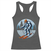 Funny Skiing Bigfoot Ski Winter Sport Yeti Snowboarder Skier Racerback Tank Top - Wonder Print Shop