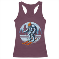 Funny Skiing Bigfoot Ski Winter Sport Yeti Snowboarder Skier Racerback Tank Top - Wonder Print Shop
