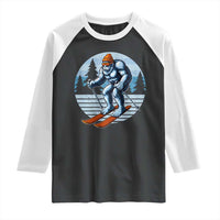 Funny Skiing Bigfoot Ski Winter Sport Yeti Snowboarder Skier Raglan Shirt - Wonder Print Shop