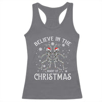 Funny Believe In The Magic Of Christmas Racerback Tank Top Xmas Skeleton - Wonder Print Shop