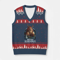 Xmas Krampus V-Neck Knit Sweater Vest Merry Krampus Pagan Yule Nordic Xmas - Wonder Print Shop