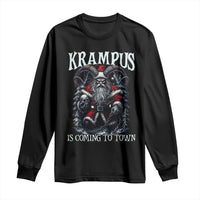 Nordic Christmas Krampus Long Sleeve Shirt Krampus Is Coming To Town Horror Holiday Xmas - Wonder Print Shop