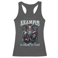 Nordic Christmas Krampus Racerback Tank Top Krampus Is Coming To Town Horror Holiday Xmas - Wonder Print Shop