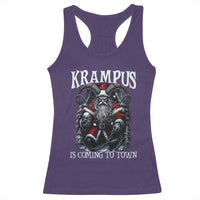 Nordic Christmas Krampus Racerback Tank Top Krampus Is Coming To Town Horror Holiday Xmas - Wonder Print Shop