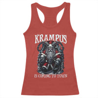Nordic Christmas Krampus Racerback Tank Top Krampus Is Coming To Town Horror Holiday Xmas - Wonder Print Shop