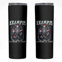 Nordic Christmas Krampus Skinny Tumbler Krampus Is Coming To Town Horror Holiday Xmas - Wonder Print Shop