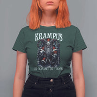 Nordic Christmas Krampus T Shirt For Women Krampus Is Coming To Town Horror Holiday Xmas - Wonder Print Shop