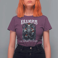 Nordic Christmas Krampus T Shirt For Women Krampus Is Coming To Town Horror Holiday Xmas - Wonder Print Shop