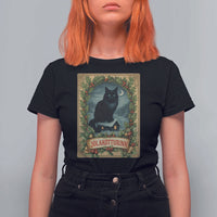 Nordic Christmas Cat T Shirt For Women Jolakotturinn Yule Cat Icelandic - Wonder Print Shop