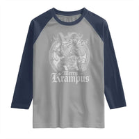 Christmas Krampus Raglan Shirt Merry Krampus Norse Pagan Yule Horror Xmas - Wonder Print Shop