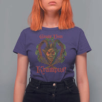 Nordic Christmas Krampus T Shirt For Women Gruss Vom Krampus Pagan Yule Xmas - Wonder Print Shop