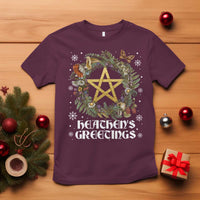 Heathens Greeting T Shirt Pagan Christmas Wreath Yule Holiday - Wonder Print Shop
