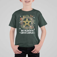 Heathens Greeting T Shirt For Kid Pagan Christmas Wreath Yule Holiday - Wonder Print Shop