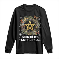 Heathens Greeting Long Sleeve Shirt Pagan Christmas Wreath Yule Holiday - Wonder Print Shop