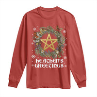 Heathens Greeting Long Sleeve Shirt Pagan Christmas Wreath Yule Holiday - Wonder Print Shop