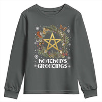 Heathens Greeting Youth Sweatshirt Pagan Christmas Wreath Yule Holiday - Wonder Print Shop