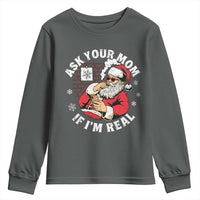 Funny Christmas Santa Ask Your Mom If I Am Real Youth Sweatshirt Dirty Xmas Santa Mom - Wonder Print Shop