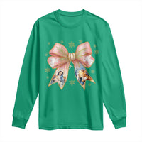 Jesus Christmas Coquette Bow Nativity Bible Verse Christian Long Sleeve Shirt - Wonder Print Shop