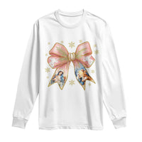 Jesus Christmas Coquette Bow Nativity Bible Verse Christian Long Sleeve Shirt - Wonder Print Shop