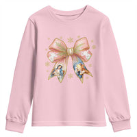 Jesus Christmas Coquette Bow Nativity Bible Verse Christian Youth Sweatshirt - Wonder Print Shop