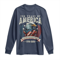 250 Years Of America Long Sleeve Shirt 250th American Anniversary Independence Bald Eagle - Wonder Print Shop