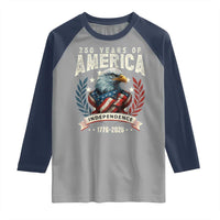250 Years Of America Raglan Shirt 250th American Anniversary Independence Bald Eagle - Wonder Print Shop