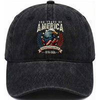 250 Years Of America Washed Cotton Baseball Cap 250th American Anniversary Independence Bald Eagle