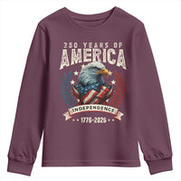 250 Years Of America Youth Sweatshirt 250th American Anniversary Independence Bald Eagle - Wonder Print Shop