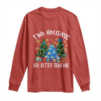 Christmas Hanukkah Long Sleeve Shirt Two Holidays Are Better Than One Christmukkah Tree - Wonder Print Shop