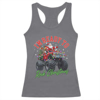 Christmas Monster Truck Racerback Tank Top I Am Ready To Rock Xmas Santa - Wonder Print Shop