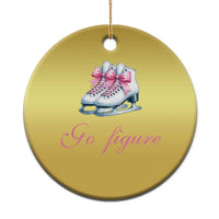 Figure Skater Christmas Ornament Go Figure Coquette Pink Bow Ice Skating - Wonder Print Shop